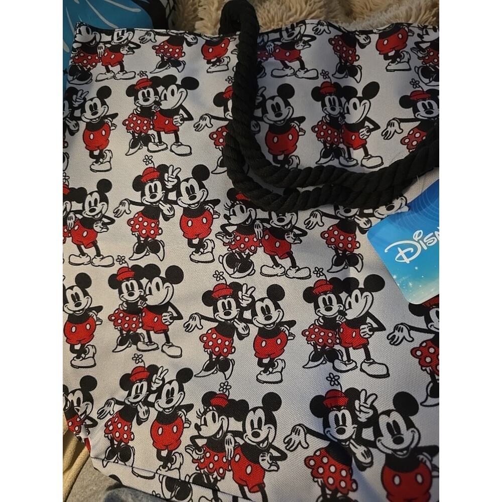 Mickey & Minnie Mouse Tote Bag Carry-On Travel Beach Women's Disney 18.5x14" - Picture 2 of 5
